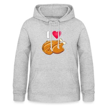HUHN HÄNCHEN I LOVE - Women's Hoodie - light heather grey - Front - AI Model Female 172 light (172cm)