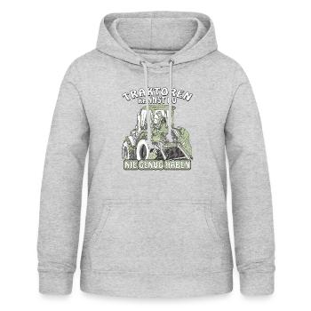 TRAKTOREN KANNST DU NIE GENUG HABEN - Frauen Hoodie - Hellgrau meliert - Vorne - AI Model Female 172 light (172cm)