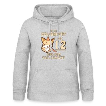 12 GEBURTSTAG - Frauen Hoodie - Hellgrau meliert - Vorne - AI Model Female 172 light (172cm)