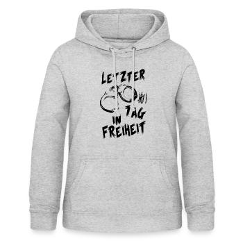 Junggesellinenabschied Letzter tag in Freiheit - Frauen Hoodie - Hellgrau meliert - Vorne - AI Model Female 172 light (172cm)