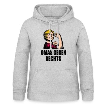 Omas gegen rechts - Frauen Hoodie - Hellgrau meliert - Vorne - AI Model Female 172 light (172cm)