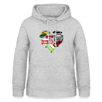 J’adore les voitures - Sweat à capuche Femme - gris clair chiné - Devant - AI Model Female 172 light (172cm)