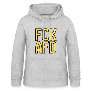 Gegenrechts Typo Protest - Frauen Hoodie - Hellgrau meliert - Vorne - AI Model Female 172 light (172cm)