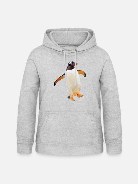 Low Poly Penguin - Frauen Hoodie - Hellgrau meliert