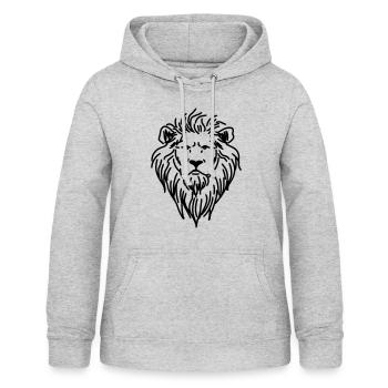 Dessin lion tête de lion - Sweat à capuche Femme - gris clair chiné - Devant - AI Model Female 172 light (172cm)