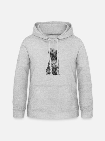 Sitzender Border Terrier Dog - Frauen Hoodie - Hellgrau meliert