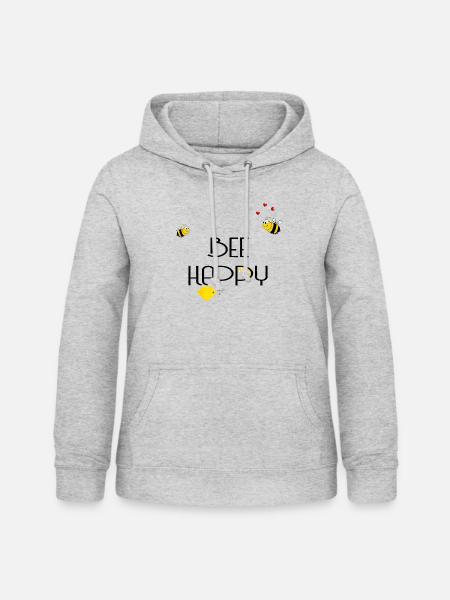 Bee Happy - Frauen Hoodie - Hellgrau meliert