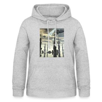 Fantasy Science Fiction City - Women's Hoodie - light heather grey - Front - AI Model Female 172 light (172cm)