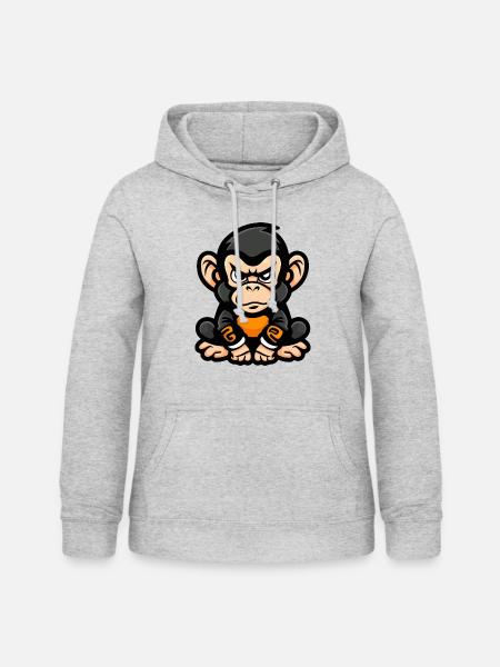 Affe Comic - Frauen Hoodie - Hellgrau meliert
