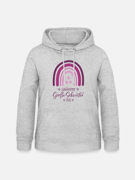 Große Schwester 2026 Regenbogen - Frauen Hoodie - Hellgrau meliert
