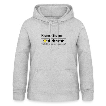 Nierensteine - nicht zu empfehlen - Urin Urinieren - Frauen Hoodie - Hellgrau meliert - Vorne - AI Model Female 172 light (172cm)