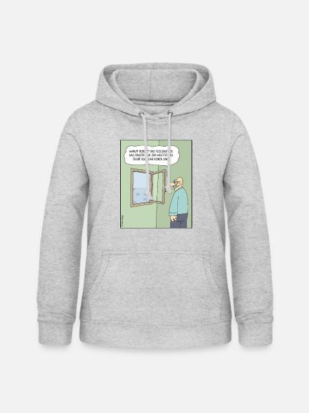 4199 Fliegengitterhalbmaskennasenpimmelcartoon - Frauen Hoodie - Hellgrau meliert