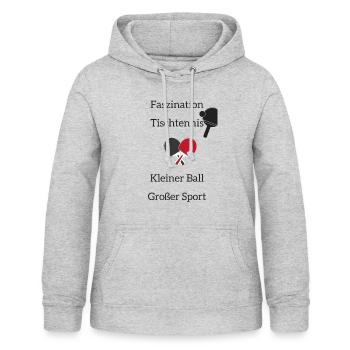 Faszination Tischtennis: Kleiner Ball - großer - Frauen Hoodie - Hellgrau meliert - Vorne - AI Model Female 172 light (172cm)