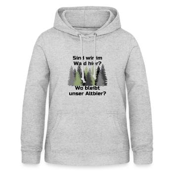 Sind wir im Wald hier wo bleibt unser Altbier - Frauen Hoodie - Hellgrau meliert - Vorne - AI Model Female 172 light (172cm)