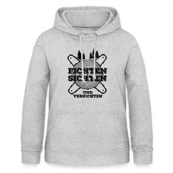Fichten sichten und vernichten - Frauen Hoodie - Hellgrau meliert - Vorne - AI Model Female 172 light (172cm)