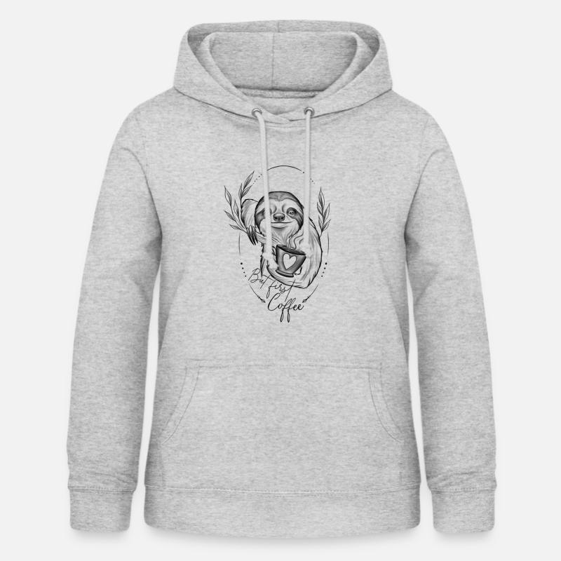 Sloth Coffee Design - Sweat à capuche Femme - gris clair chiné