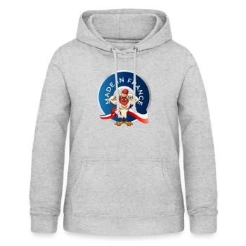 MADE IN FRANCE - Sweat à capuche Femme - gris clair chiné - Devant - AI Model Female 172 light (172cm)