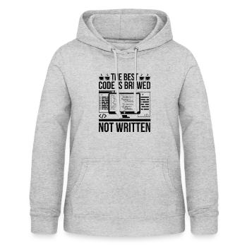 Café Codage Programmeur Codeur Développeur Nerd Coff - Sweat à capuche Femme - gris clair chiné - Devant - AI Model Female 172 light (172cm)