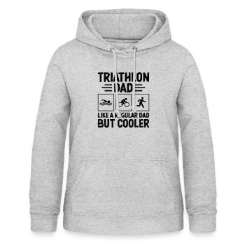 Papa de triathlon comme un papa ordinaire mais Triath plus cool - Sweat à capuche Femme - gris clair chiné - Devant - AI Model Female 172 light (172cm)