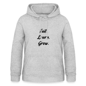 Motivations Spruch. Fail. Learn. Grow. - Frauen Hoodie - Hellgrau meliert - Vorne - AI Model Female 172 light (172cm)