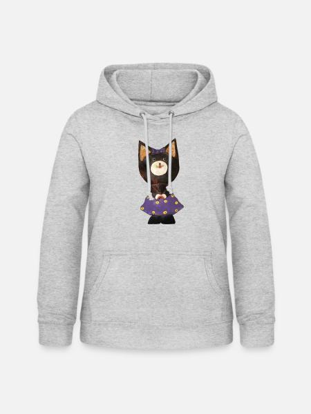 Cat Bild - Frauen Hoodie - Hellgrau meliert