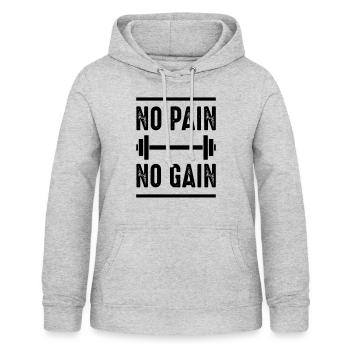 Fitness Pas de douleur, pas de gain - Sweat à capuche Femme - gris clair chiné - Devant - AI Model Female 172 light (172cm)