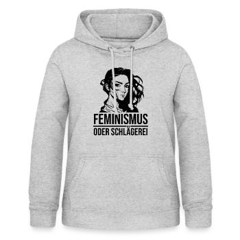 Feminismus oder Schlägerei - Frauen Hoodie - Hellgrau meliert - Vorne - AI Model Female 172 light (172cm)