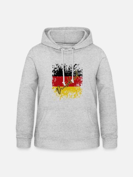 Deutsche Grunge-Flagge, deutscher Stolz - Frauen Hoodie - Hellgrau meliert