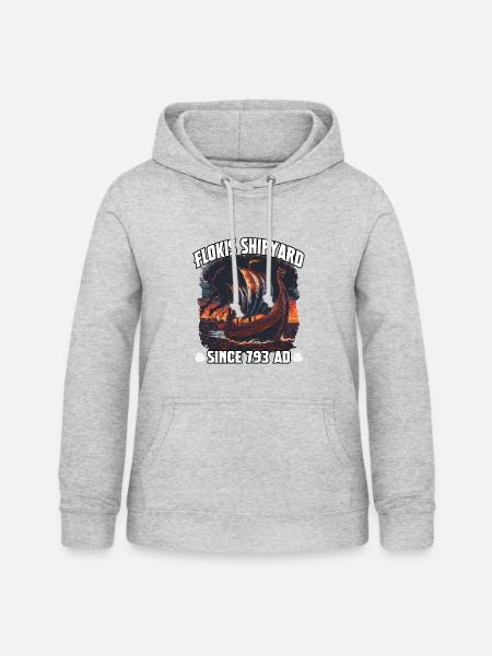 Floki Shipyard Seit 793 AD - Frauen Hoodie - Hellgrau meliert