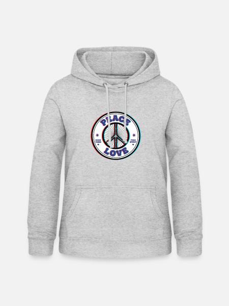 Hippie-Psychedelisches Peace-Sign Friedensliebe - Frauen Hoodie - Hellgrau meliert