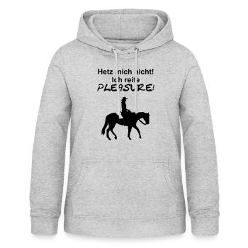 Hetz mich nicht, ich reite Pleasure! - Frauen Hoodie - Hellgrau meliert - Vorne - AI Model Female 172 light (172cm)