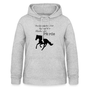 Das Glück dieser Erde auf dem rücken der Pferde - Frauen Hoodie - Hellgrau meliert - Vorne - AI Model Female 172 light (172cm)