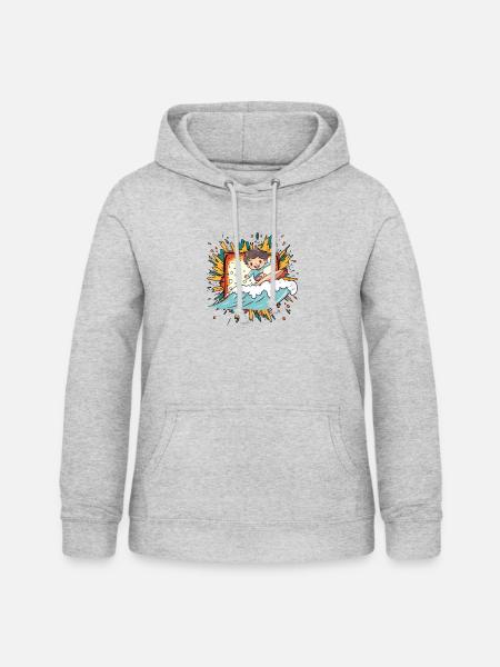 Surfer Surfen - Frauen Hoodie - Hellgrau meliert
