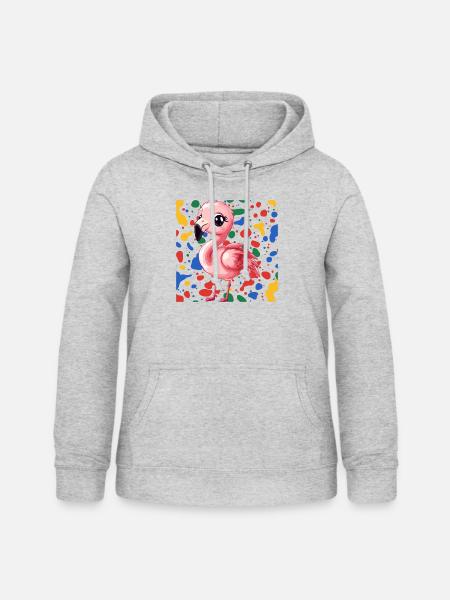 Flamingo Wasservogel - Frauen Hoodie - Hellgrau meliert