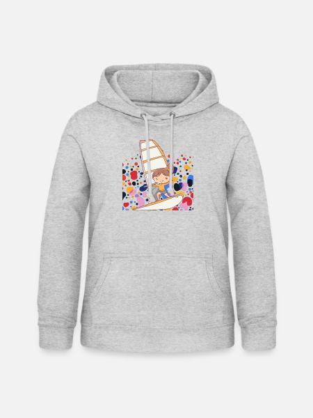 Windsurfen Windsurfer - Frauen Hoodie - Hellgrau meliert