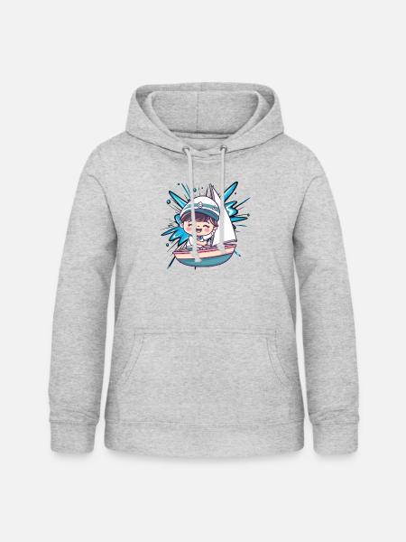 Segeln Anker - Frauen Hoodie - Hellgrau meliert