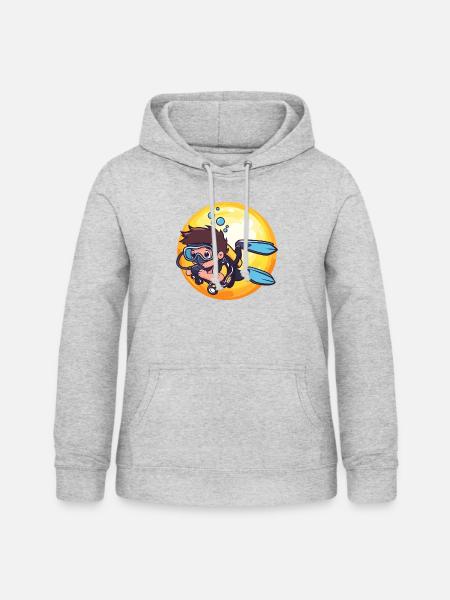 Tauchen Taucher Schnorchel - Frauen Hoodie - Hellgrau meliert