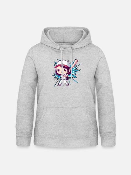 Baseball Baseballspieler Baseballschläger - Frauen Hoodie - Hellgrau meliert