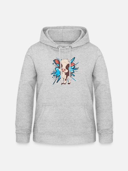 Kuh Muh - Frauen Hoodie - Hellgrau meliert