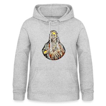 Jésus Christ * Jésus-Christ * Noël fissures - Sweat à capuche Femme - gris clair chiné - Devant - AI Model Female 172 light (172cm)
