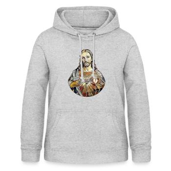 Kandinski Jésus Christ Jésus-Christ * Art de Jésus - Sweat à capuche Femme - gris clair chiné - Devant - AI Model Female 172 light (172cm)
