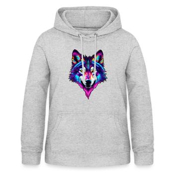 Wolf 02 - Frauen Hoodie - Hellgrau meliert - Vorne - AI Model Female 172 light (172cm)