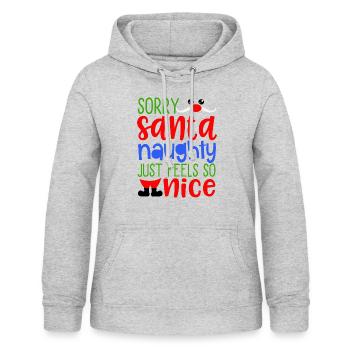 Naughty Feels Nice Schmutzig versaut - Frauen Hoodie - Hellgrau meliert - Vorne - AI Model Female 172 light (172cm)