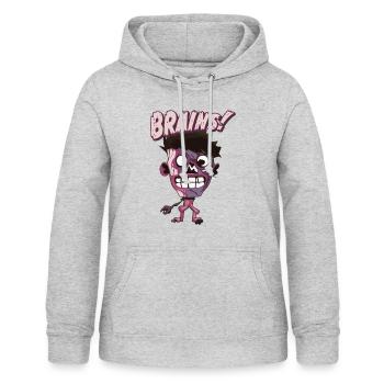 Brains - Funny Zombie Saying - Women's Hoodie - light heather grey - Front - AI Model Female 172 light (172cm)