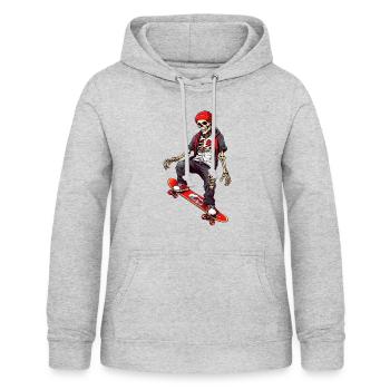 Skateboard Squelette - Sweat à capuche Femme - gris clair chiné - Devant - AI Model Female 172 light (172cm)