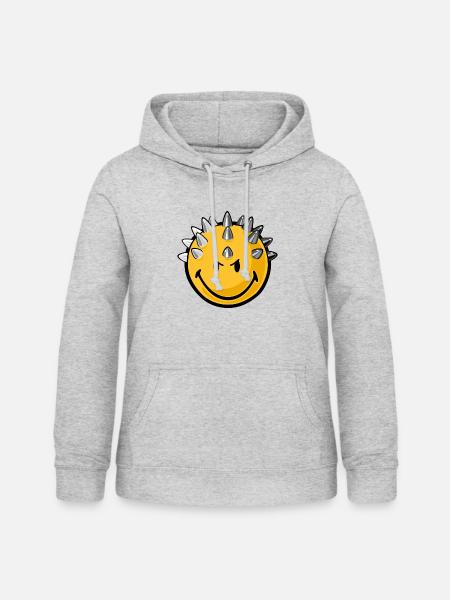 Smiley metallhead - Frauen Hoodie - Hellgrau meliert