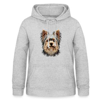 Yorkshire Terrier - Sweat à capuche Femme - gris clair chiné - Devant - AI Model Female 172 light (172cm)