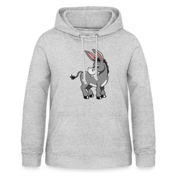esel witzig lachen tier muli lustig natur baby kin - Frauen Hoodie - Hellgrau meliert - Vorne - AI Model Female 172 light (172cm)