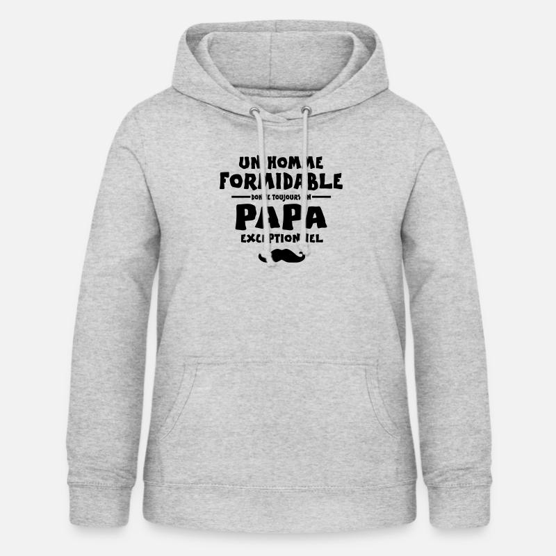 PAPA EXCEPTIONNEL - Sweat à capuche Femme - gris clair chiné