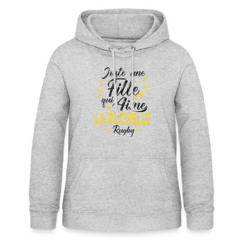 une fille aime la rochelle rugby club rochellais - Sweat à capuche Femme - gris clair chiné - Devant - AI Model Female 172 light (172cm)
